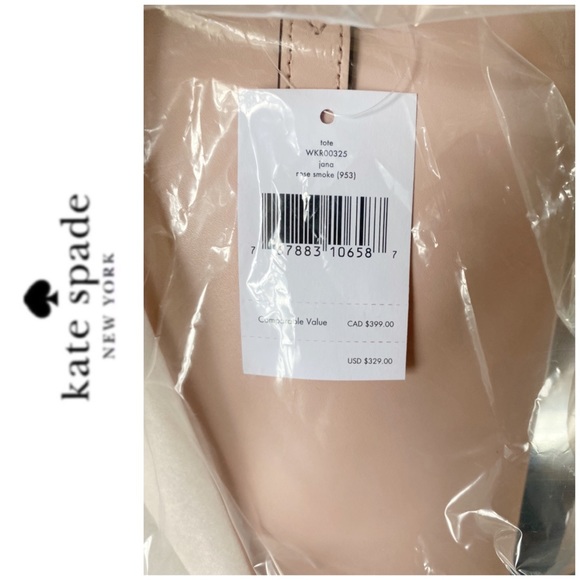 NWT Kate Spade genuine leather zip tote blush - Picture 6 of 7
